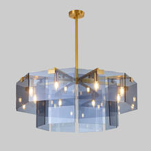Lámpara de araña LED de lujo posmoderna, iluminación colgante de cristal azul, accesorios nórdicos para sala de estar, restaurante, luminarias de dormitorio 2024 - compra barato