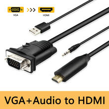 VGA Male to HDMI Male Adapter Converter Cable With 3.5 mm Audio Output 1080P VGA to HDMI for PC laptop to HDTV Projector ps4 2024 - buy cheap
