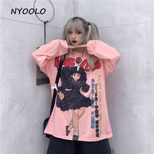 NYOOLO Harajuku style beautiful cute dance girl Japanese print tee shirt tops Autumn loose long sleeve O-neck t-shirt women 2024 - buy cheap