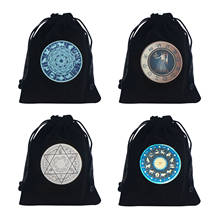 Flannel Pentagram Tarot Oracle Cards Storage Bag Runes Constellation Witch Divination Accessory Jewelry Dice Drawstring Package 2024 - buy cheap