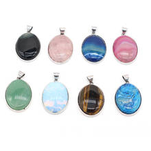 Natural Stone Pendant Charms Egg Shape Rose Quartzs Opal Stone Pendant for Making Women Jewelry DIY Neklace Size 30x42mm 2024 - buy cheap