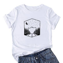 Восход солнца органические Кемпинг Пеший Туризм Горный Графические футболки Для женщин футболки с коротким рукавом Для женщин из хлопчатобумажной ткани, раздел-футболки Для женщин Топ 2024 - купить недорого