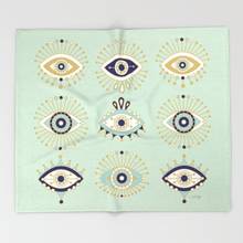 Light Green Evil Eyes Throw Blanket High Quality Flannel Blankets Soft Warm Microfiber Blanket Travel Customizable 2024 - buy cheap