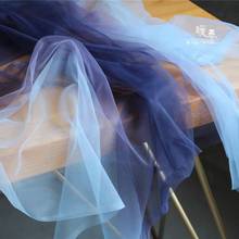 Tela de tul de malla con degradado azul, pañuelo de costura artesanal, velo, falda esponjosa, decoración de fondo de flores, tela de diseño de encaje para vestido de boda 2024 - compra barato