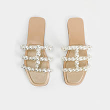 Sapatos femininos cordões de cordão chinelos de salto plano transparente xisto feminino praia luxo slides macios sabot designer roma ligado couro 2024 - compre barato
