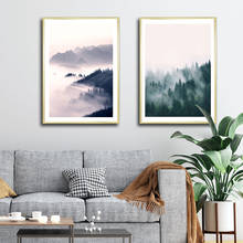 Póster de paisaje de montañas y bosque, pintura en lienzo para fotografía, imágenes artísticas de pared para sala de estar, impresiones decorativas modernas 2024 - compra barato