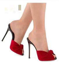 Модные уличные туфли без задника с бантом и открытым носком, роскошные дизайнерские женские туфли-лодочки на высоком каблуке, черные, красные туфли с ремешком на пятке для невесты 2024 - купить недорого