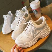 Novo casual tênis feminino chunky tênis para mulher laço-up branco vulcanize sapatos moda pai sapatos plataforma tênis 2024 - compre barato