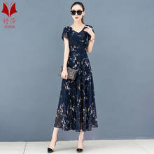 Woman Dress Summer Summer New Floral Dress Large Size Women's Printed Chiffon Dress Vestido De Mujer 2024 - buy cheap