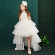 Flower Girl Dresses Illusion Sleeveless Embroidery Princess Knee-Length Luxury White High Lace Tulle Lovely Kids Party Gown H193 2024 - buy cheap