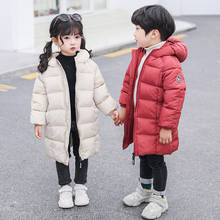 Детское пуховое пальто Длинная хлопковая верхняя одежда для мальчиков и девочек, детская хлопковая пуховая парка 2024 - купить недорого