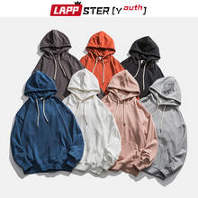 LAPPSTER-Youth Men Streetwear Harajuku Solid Sweatshirts 2022 Pullover Pockets Hooded Hoodies Loose 7 Colors Black Kpop Hoodie 2024 - buy cheap