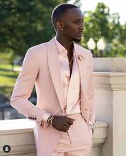 Traje de esmoquin para hombre, Blazer ajustado de alta calidad, chaqueta y pantalones, color rosa, 2 piezas 2024 - compra barato