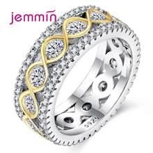 Free Shipping Genuine 925 Sterling Silver Round Rings For Women Full Paved With Sparkling AAA Grade Crystal Modern Women Jewelry 2024 - buy cheap
