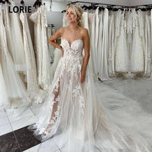 LORIE Romantic Wedding Dresses Sweetheart Lace Boho Wedding Gown Side Split Tulle Open Back Bridal Dress 2021 sukienka na wesele 2024 - buy cheap