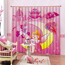 Cortinas opacas 3D de lujo para sala de estar y niñas, tamaño personalizado, color rosa 2024 - compra barato