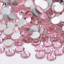 JUNAO SS6 8 10 12 16 20 30 Розовый Flatback аппликация из стеклянных страз для ногтей хрустальные камни не исправление Стразы Алмаз для рукоделия 2024 - купить недорого