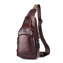 chest bag for men genuine leather messenger bags casual bag for male brand designer Multi-function headphone shoulder bag 2024 - buy cheap