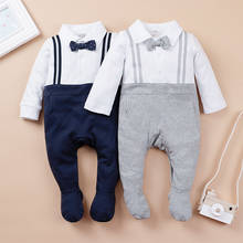 Комбинезоны для новорожденных, одежда для маленьких мальчиков, комбинезоны, Комбинезоны для младенцев, хлопковый наряд с галстуком-бабочкой, костюм для маленьких девочек 2024 - купить недорого