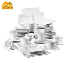 MALACASA Amparo 30/60 Piece White Porcelain Dinnerware Set Cups Saucers Dessert Soup Dinner Plates Service for 6/12 Persone 2024 - buy cheap