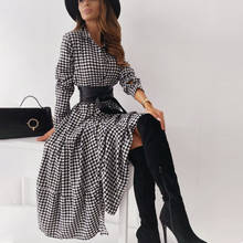 Spring Plaid Print Women's Shirt Dress With Belt Long Sleeve Single Breasted Female Dresses 2021 Summer Office Ladies Clothes 2024 - buy cheap