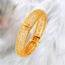 1 pieza de moda etíope midlle East, regalo de novia de boda, brazaletes de Dubái para mujer, joyería de África, brazalete y pulsera de color dorado 2024 - compra barato