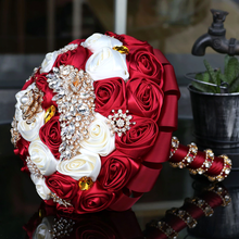 Wifelai-a elegante Ramos de Boda nupcial rojo oscuro broche de cristal brillante que sostiene Ramos de boda W375G 2024 - compra barato