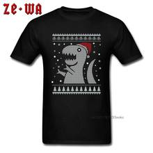 Male T Shirt Christmas Dino Ugly Sweater Slim Fit Tshirt Men 100% Cotton Xmas Gift Tees Summer T-Shirt Short Sleeve Funny Tops 2024 - buy cheap