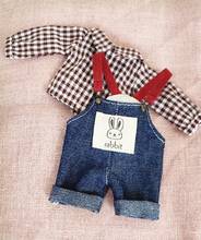 2pcs/set Doll Blyth Clothes Denim overalls Bib Pant +Grid T-shirt for Barbies,ob24,azone,Blyth Pants for 1/6 Doll Clothing Acces 2024 - buy cheap