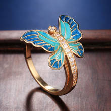 Huitan anel feminino borboleta delicada, festa de casamento à noite acessórios roupa diária feriado menina anéis de dedo na moda recém-chegado 2024 - compre barato
