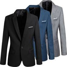 Мужской приталенный офисный Блейзер JODIMITTY, модный однотонный мужской костюм, куртка, свадебное платье, пальто, повседневный деловой мужской костюм, Coat2021 2024 - купить недорого