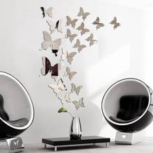 Новые 24 шт. зеркальные настенные стикеры Наклейка бабочки 3D зеркальные настенные художественные Декорации для вечеринки свадьбы дома стенка холодильника бабочки на продажу 2024 - купить недорого