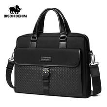 BISON DENIM-maletín de diseñador de moda para hombre, bolsos de hombro de negocios impermeables negros para ordenador portátil de 13,3 pulgadas, N20141 2024 - compra barato