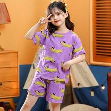 Pijama de verão para crianças, conjunto de roupas de algodão para bebês meninas 4 6 8 10 12 14 anos 2024 - compre barato