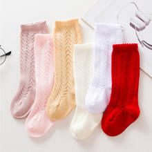 Calcetines de algodón de estilo español para niñas pequeñas, medias ahuecadas hasta la rodilla, 6 colores, 2021 2024 - compra barato
