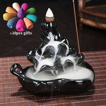 Ceramic Glazed Smoke Backflow Incense Burner Holder Creative Tower Incense Waterfall Censer Base Home Decor + 10pcs Free Cones 2024 - buy cheap