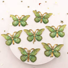 New 20pcs Resin 25*38mm Bling Colorful Crystal Butterfly Flatback Rhinestone 1 Hole Ornaments DIY Wedding Appliques Craft S12 2024 - buy cheap
