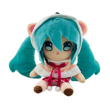 30cm anime miku brinquedo de pelúcia usar earmuffs urso chapéu cosplay macio recheado boneca 2024 - compre barato