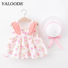 Baby Girl Dress Summer Print Wing Girl Dress + Bow Hat 2 Piece Baby Clothes Outfits Toddler Girl Clothes Newborn Infant Dress 2024 - buy cheap