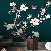 Murales de pared 3D personalizados pintados a mano, Pintura Artística de pájaro de flores de estilo chino para dormitorio, sala de estar, papel tapiz Mural de entrada 2024 - compra barato