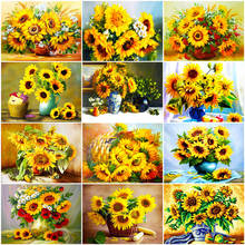 AZQSD Oil Painting By Numbers Sunflower DIY Acrylic Kids Paint Decoration Coloring By Numbers Vase Unframe Handmade Gift 2024 - buy cheap