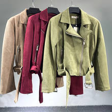 Women's Suede Short Jacket Zipper Motorcycle Coat Womens Spring Autumn Fashion Cropped Biker Jackets 2024 - buy cheap