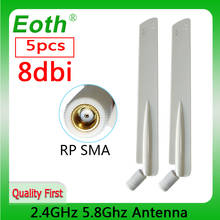 Antena de wifi de doble banda IOT de 2,4 GHz y 5,8 Ghz, enrutador inalámbrico aéreo SMA hembra, 8dBi, RP-SMA, omnidireccional, WIFI, 5 uds. 2024 - compra barato