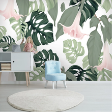 Papel de parede personalizado para plantas tropicais milofi, mural de fundo de tv grande com folhas 2024 - compre barato