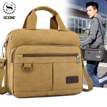 Scione Men's Retro Messenger Bag Canvas bag Men's shoulder bag Handbag Casual Men's Crossbody bag 2024 - buy cheap