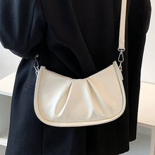 Женская маленькая сумка-хобо, Женские Простые портативные кошельки и сумочки, женские белые плиссированные кожаные сумки через плечо 2024 - купить недорого