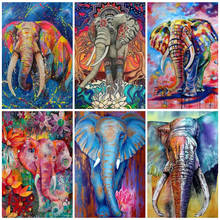 AZQSD картина по номерам слон Arcylic картина маслом Раскраска по номерам красочные наборы животных Картина без рамки украшения 2024 - купить недорого
