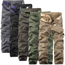 MIXCUBIC-Pantalones tácticos para hombre, pantalón holgado de algodón con múltiples bolsillos, cargo, color sólido, talla 40, 2019 2024 - compra barato