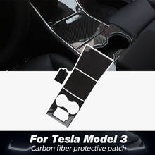 4 шт./компл. Model3 обмотка центральной консоли автомобиля для Tesla Model 3 Аксессуары углеродное волокно черный красный клей модель три автомобильные аксессуары 2024 - купить недорого