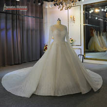 Тяжелое бисерное свадебное платье с длинными рукавами белого цвета на заказ высокое качество свадебное платье 2024 - купить недорого